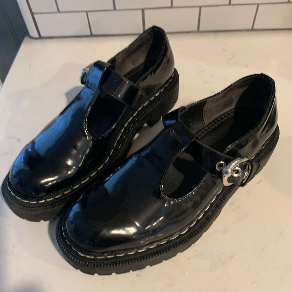 Circus by Sam Edelman Black Patent Leather Lug Sole Mary Jane’s
